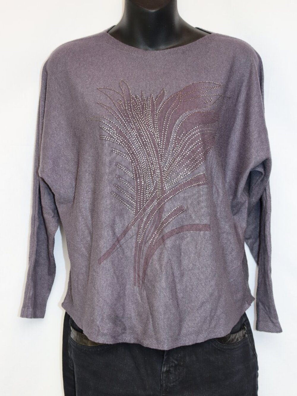 Purple Embellished Knit Top – Size M